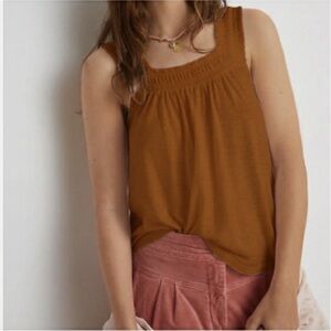 Anthropologie Lillian Ruched Tank Top Size Small-Medium Rust Orange New